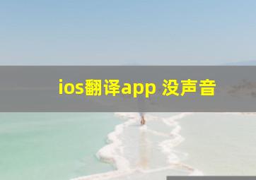 ios翻译app 没声音